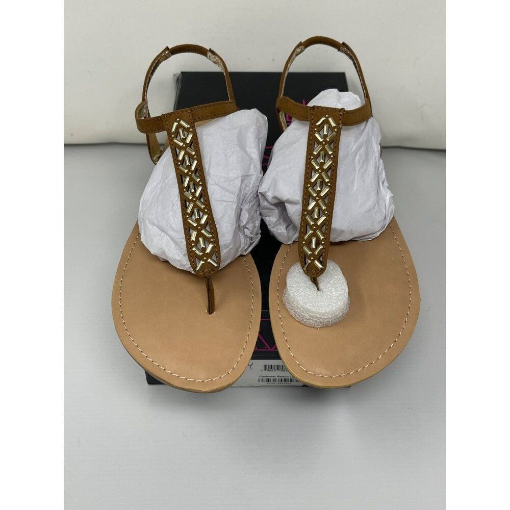Material Girl Skyler Women's Sandals Chestnut 10M Textured & Man-Made Upper, NEW